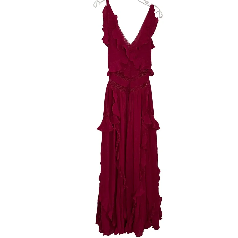 Free People Free-est Marsai Maxi Dress Summer Cherries Ruffle Smock - XSmall - Picture 2 of 6